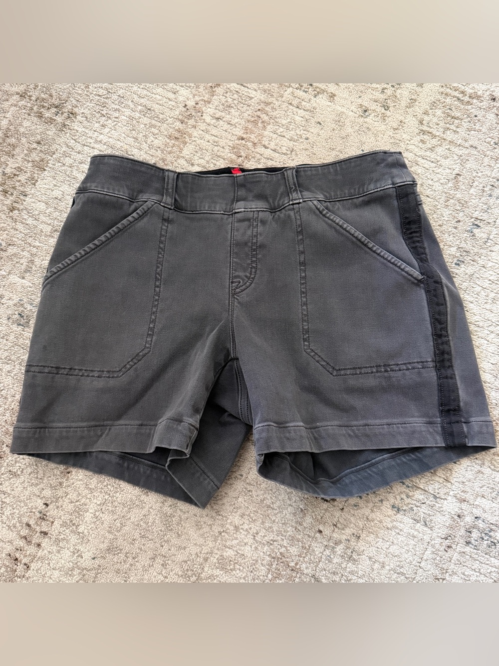 SPANX Women's Size S Gray Utility High Rise Stretch Twill Shorts Pockets